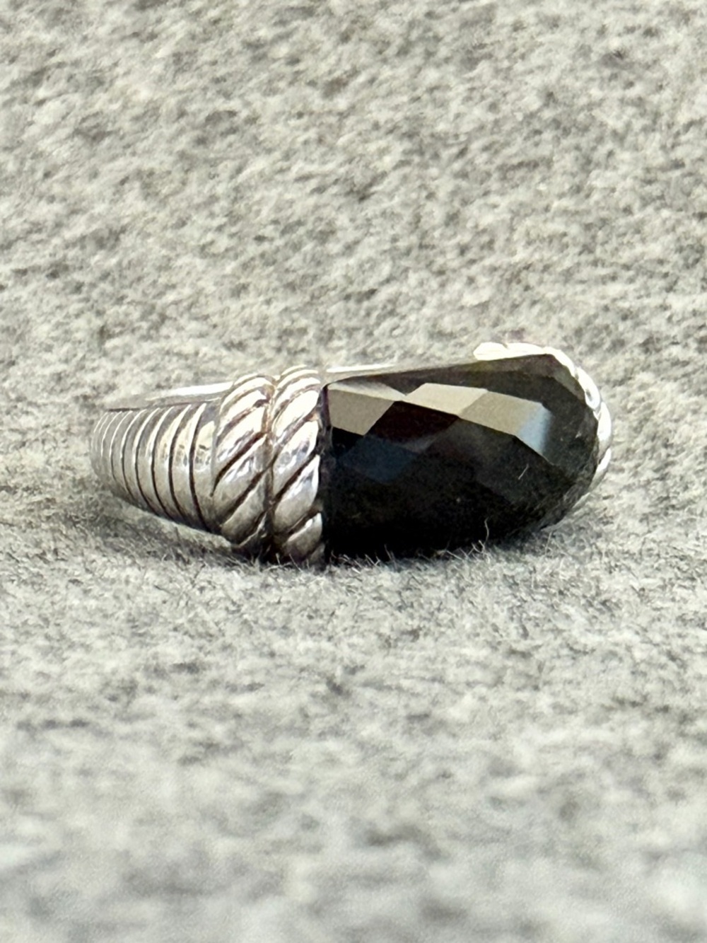Judith Ripka Black Onyx Cable Ring Sterling Silver 925 Size 6 - Picture 3 of 5